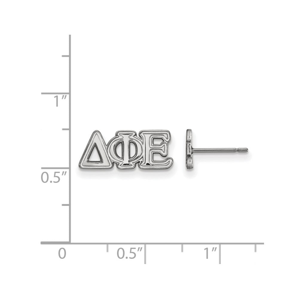 Sterling Silver Rhodium-plated LogoArt Delta Phi Epsilon Sorority Greek Letters Extra Small Post Earrings