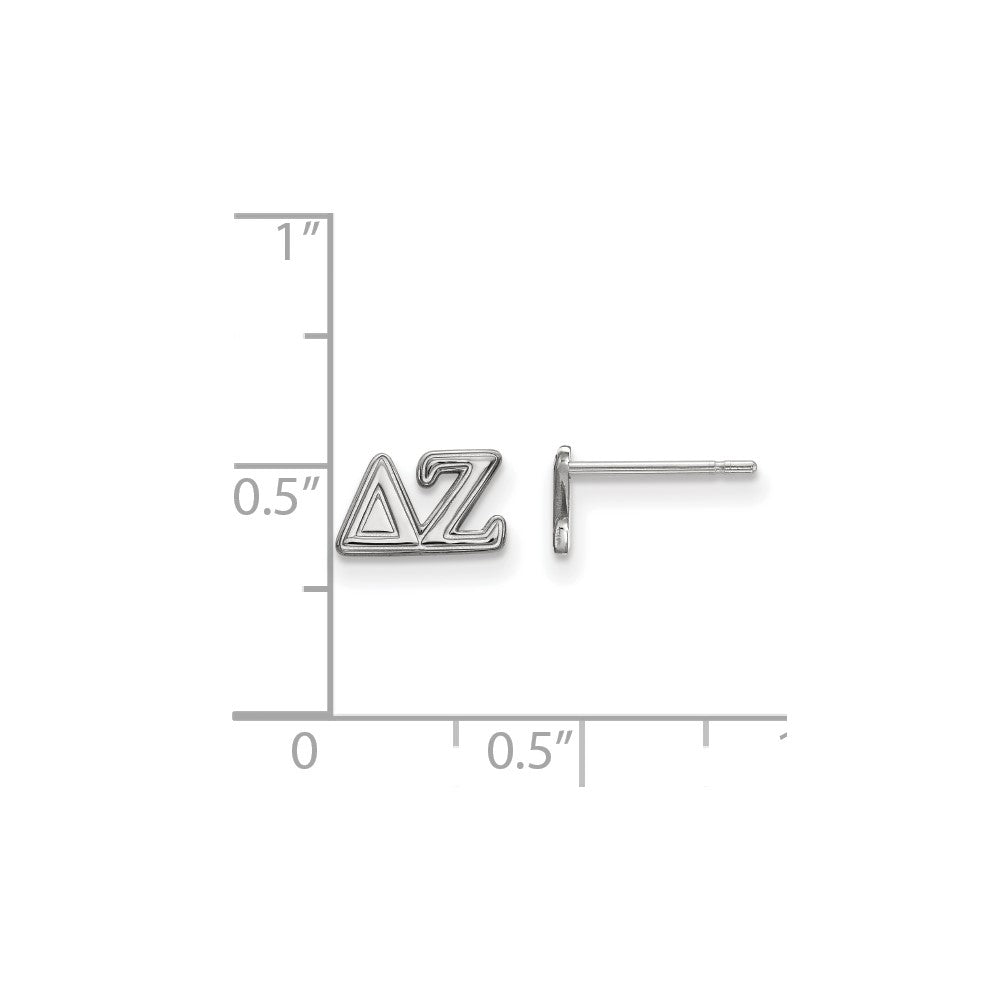Sterling Silver Rhodium-plated LogoArt Delta Zeta Sorority Greek Letters Extra Small Post Earrings