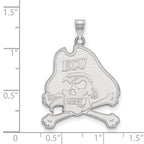 Sterling Silver Rhodium-plated LogoArt East Carolina University Pirate Extra Large Pendant