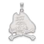 Sterling Silver Rhodium-plated LogoArt East Carolina University Pirate Extra Large Pendant