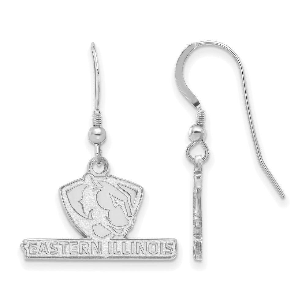 Sterling Silver Rhodium-plated LogoArt Eastern Illinois University Small Dangle Wire Earrings