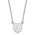 Sterling Silver Rhodium-plated LogoArt East Tennessee State University Letter E Shield Small Pendant 18 inch Necklace