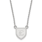 Sterling Silver Rhodium-plated LogoArt East Tennessee State University Letter E Shield Small Pendant 18 inch Necklace