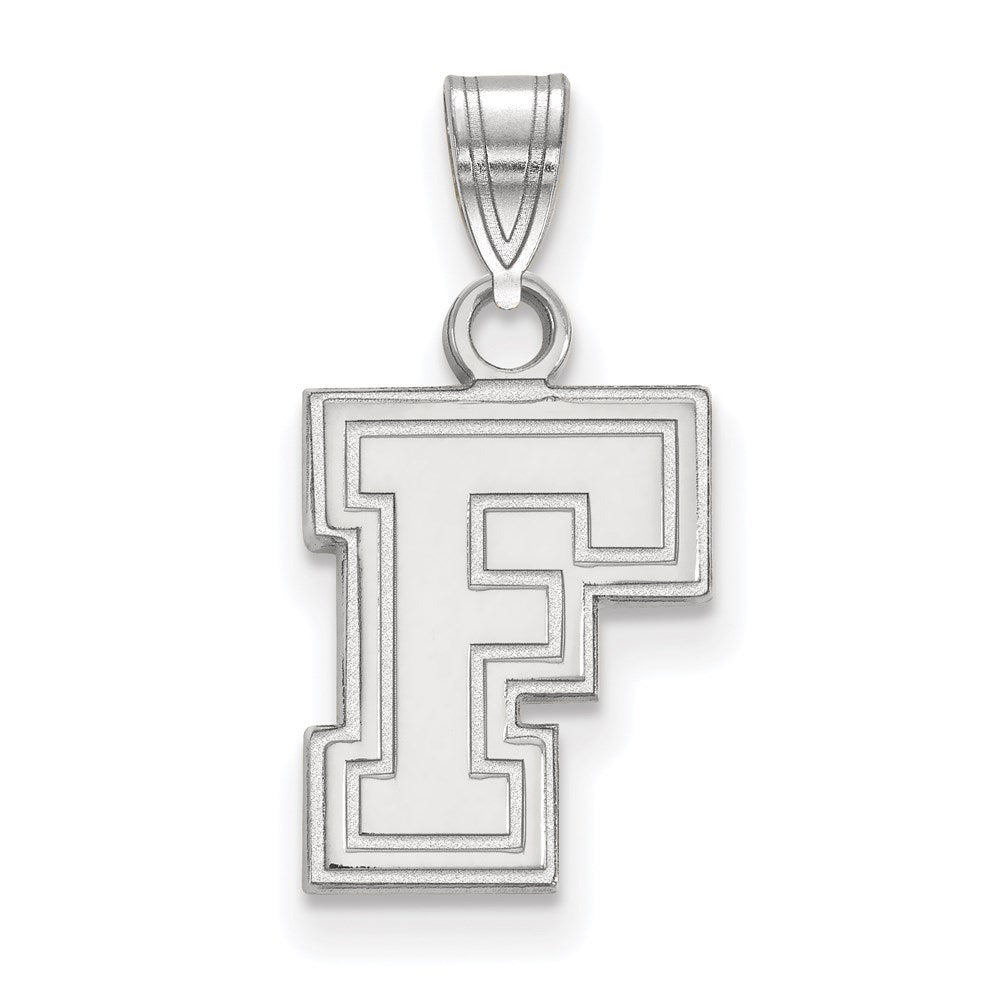 10k White Gold LogoArt Fordham University Letter F Small Pendant