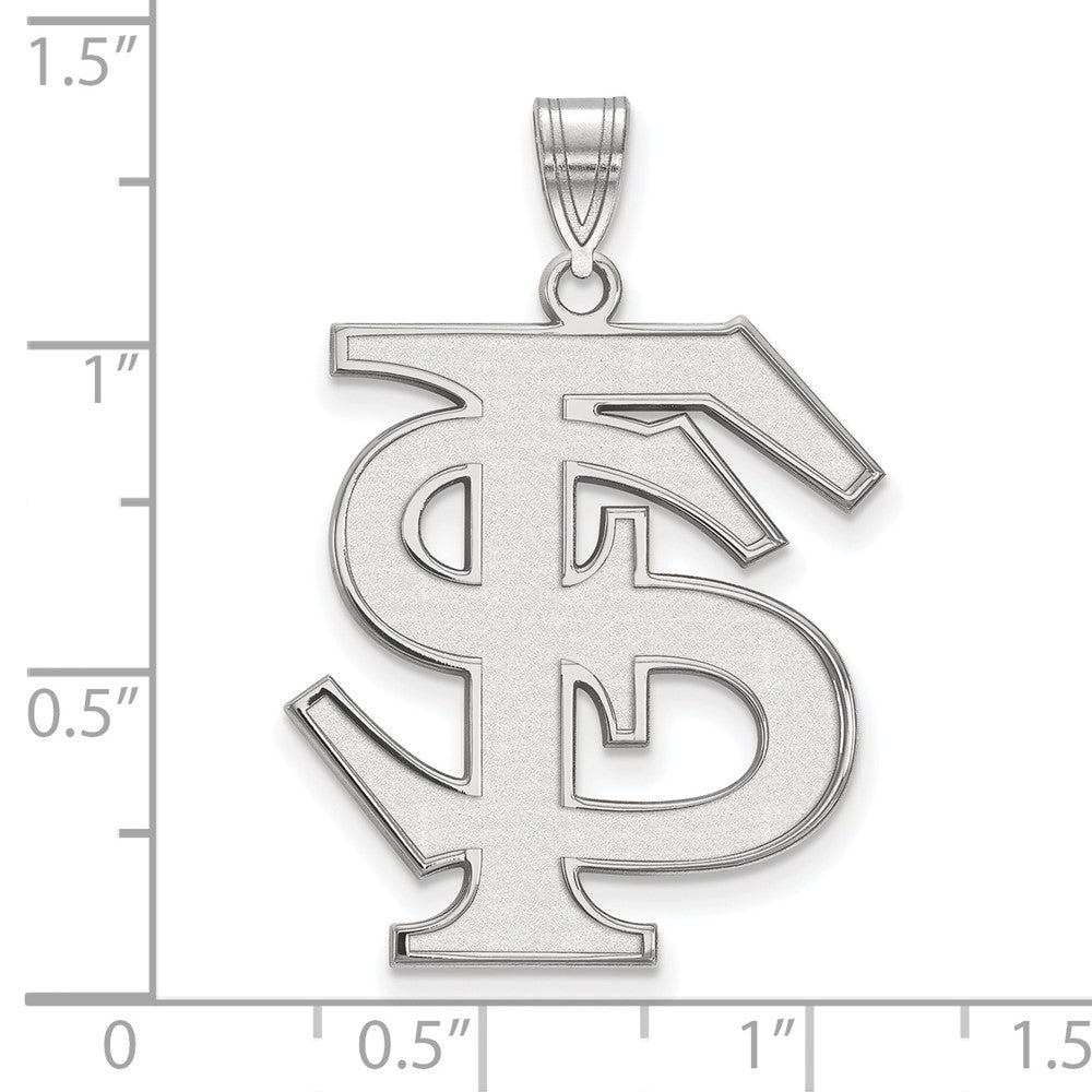 Sterling Silver Rhodium-plated LogoArt Florida State University F-S Extra Large Pendant