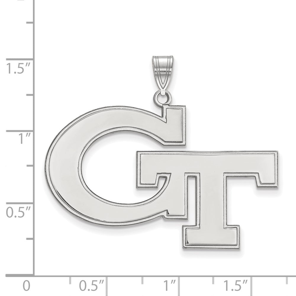 Sterling Silver Rhodium-plated LogoArt Georgia Institute of Technology G-T Extra Large Pendant