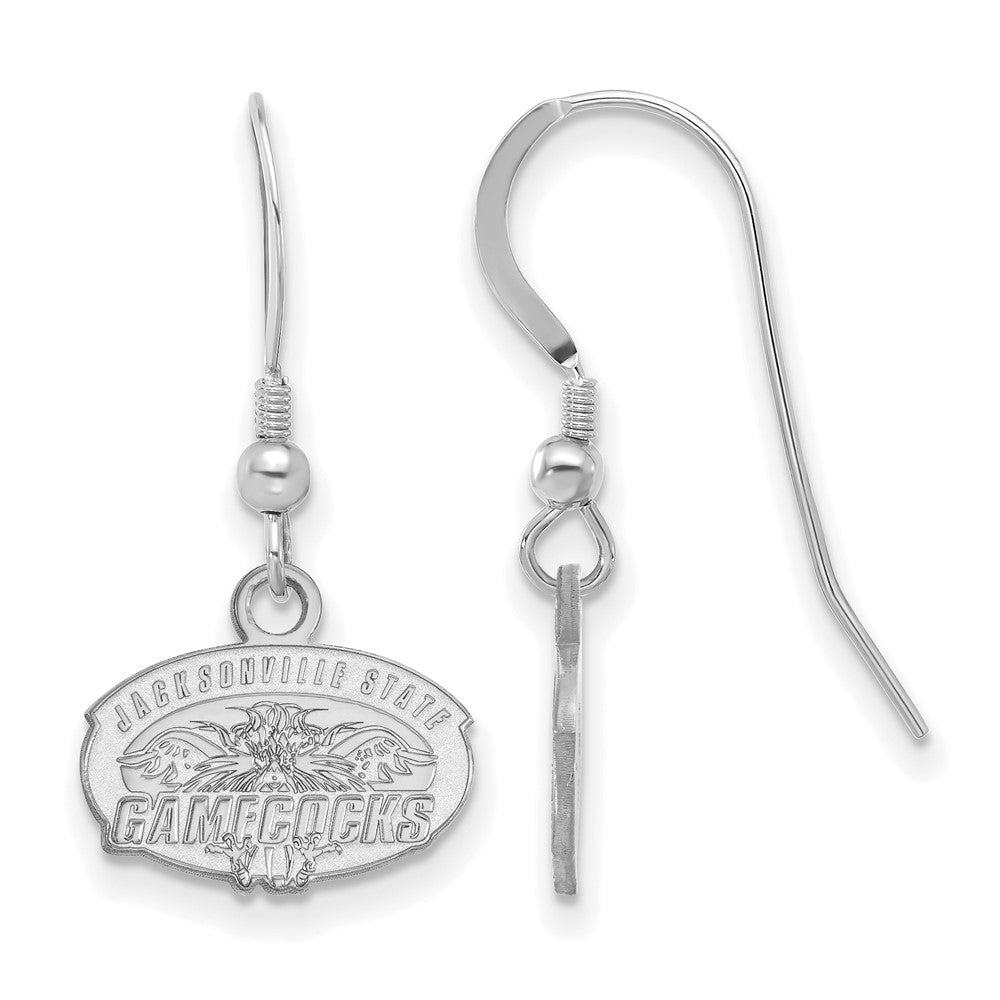 Sterling Silver Rhodium-plated LogoArt Jacksonville State University Extra Small Dangle Wire Earrings