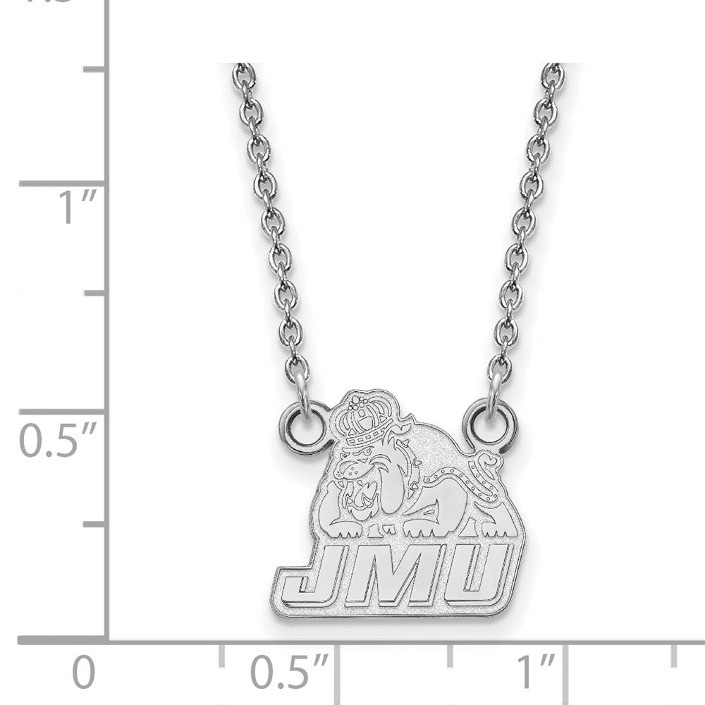 Sterling Silver Rhodium-plated LogoArt James Madison University Small Pendant 18 inch Necklace
