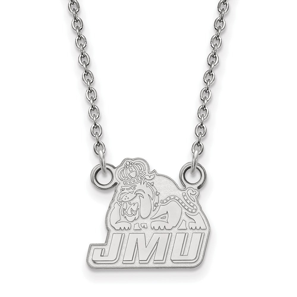 14k White Gold LogoArt James Madison University Small Pendant 18 inch Necklace