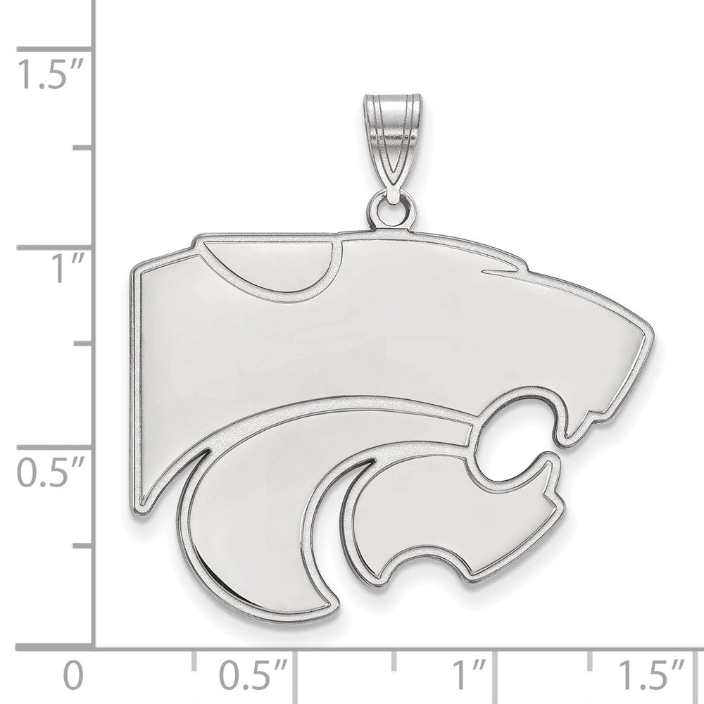 Sterling Silver Rhodium-plated LogoArt Kansas State University Wildcat Extra Large Pendant