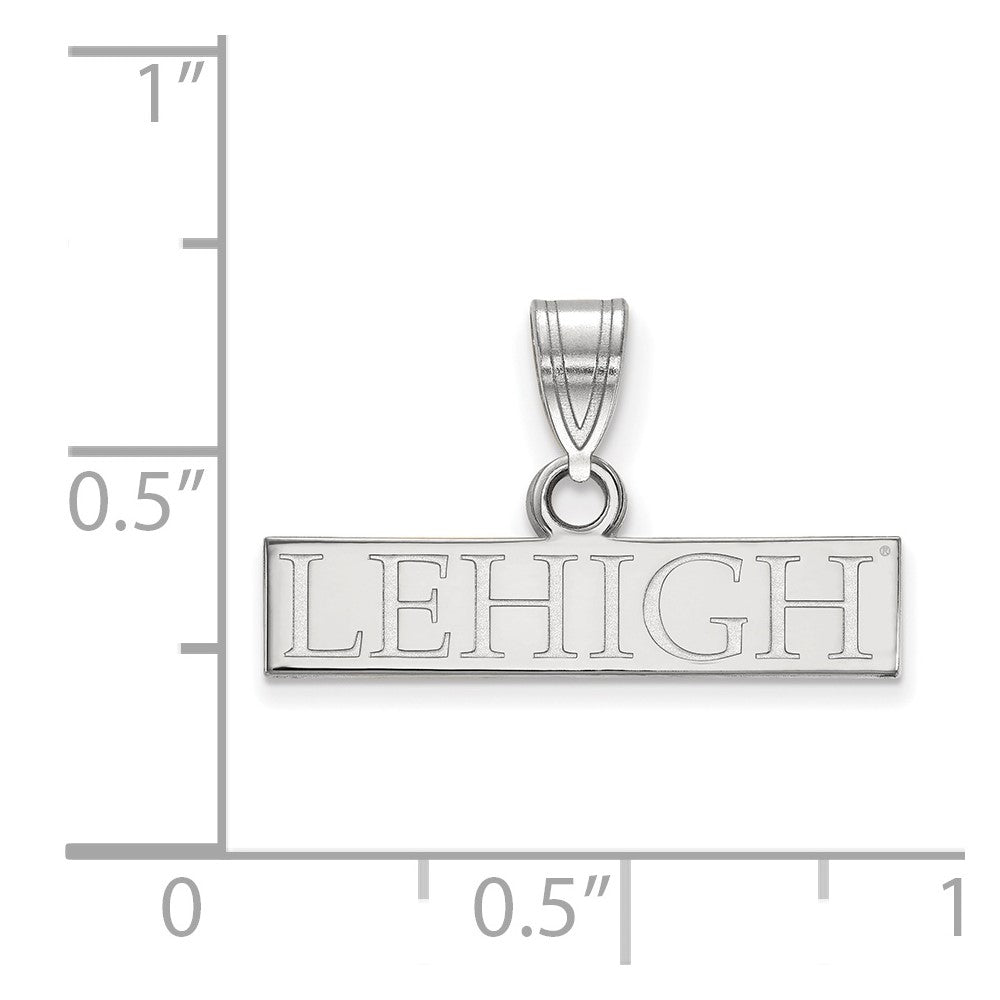 Sterling Silver Rhodium-plated LogoArt Lehigh University Small Bar Pendant