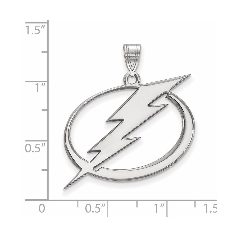 Sterling Silver Rhodium-plated NHL LogoArt Tampa Bay Lightning Extra Large Pendant