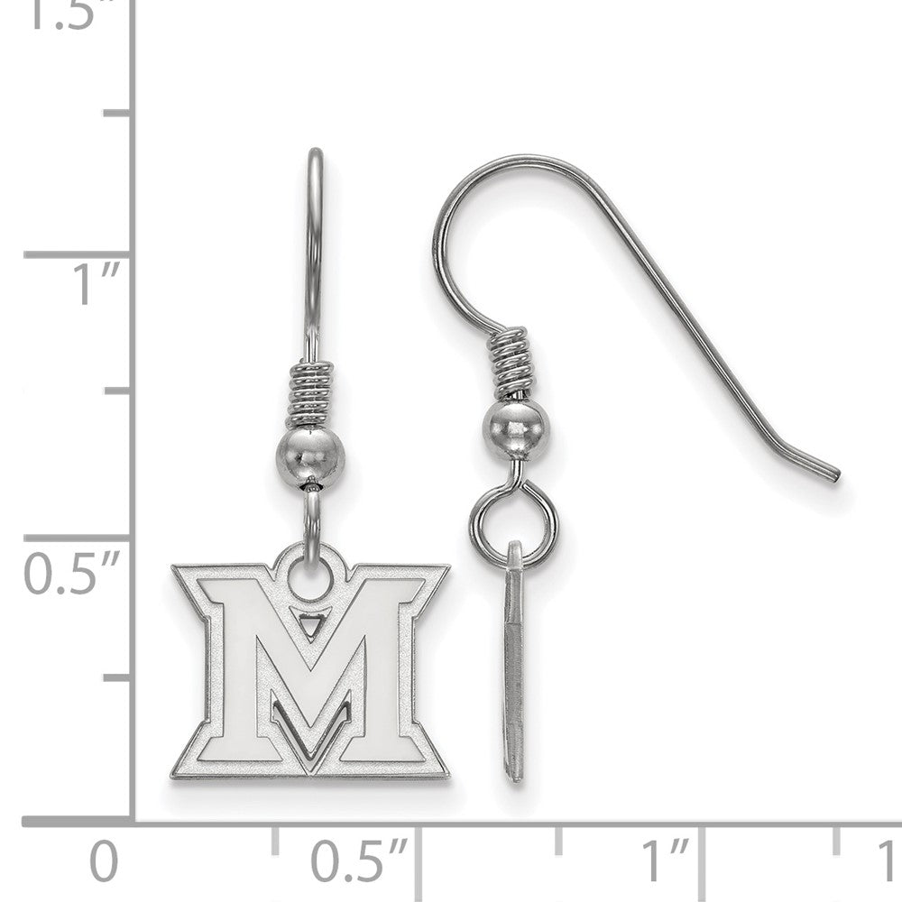 Sterling Silver Rhodium-plated LogoArt Miami University Ohio Letter M Extra Small Dangle Wire Earrings
