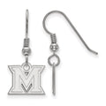 Sterling Silver Rhodium-plated LogoArt Miami University Ohio Letter M Extra Small Dangle Wire Earrings