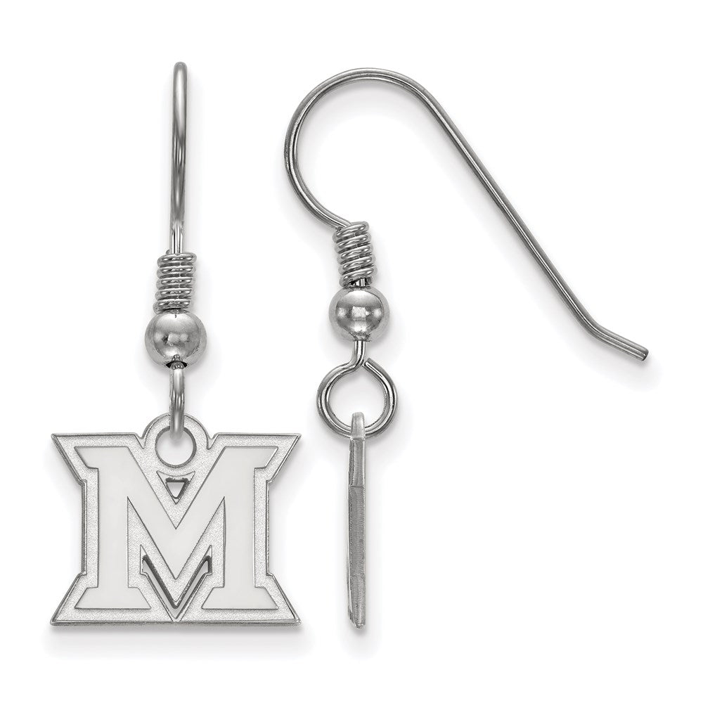 Sterling Silver Rhodium-plated LogoArt Miami University Ohio Letter M Extra Small Dangle Wire Earrings