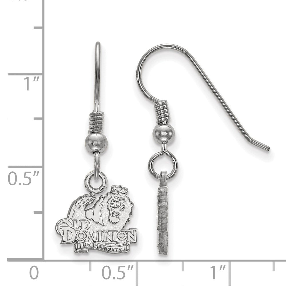 Sterling Silver Rhodium-plated LogoArt Old Dominion University Extra Small Dangle Wire Earrings