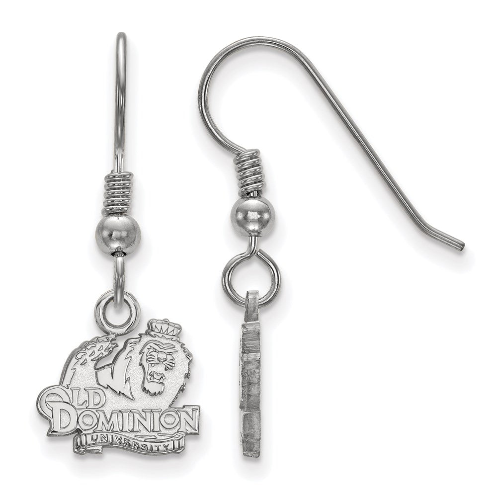 Sterling Silver Rhodium-plated LogoArt Old Dominion University Extra Small Dangle Wire Earrings