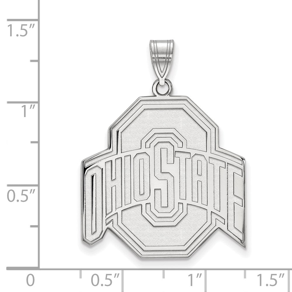 Sterling Silver Rhodium-plated LogoArt The Ohio State University Extra Large Pendant