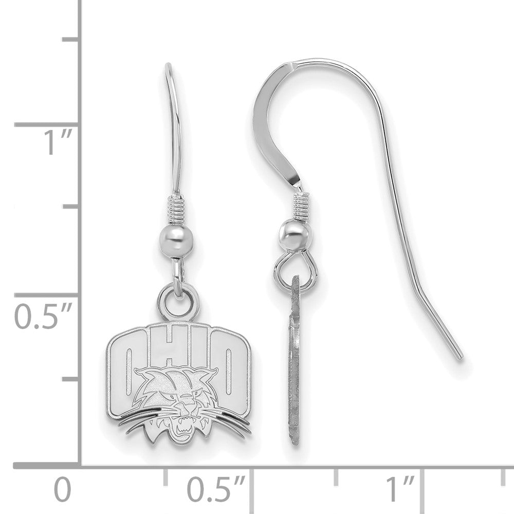 Sterling Silver Rhodium-plated LogoArt Ohio University Extra Small Dangle Wire Earrings