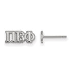 Sterling Silver Rhodium-plated LogoArt Pi Beta Phi Sorority Greek Letters Extra Small Post Earrings