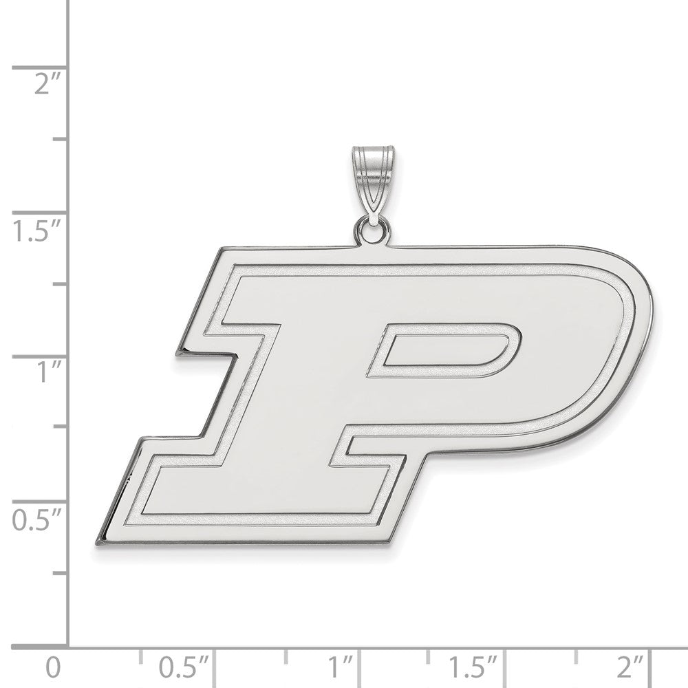 Sterling Silver Rhodium-plated LogoArt Purdue University Letter P Extra Large Pendant