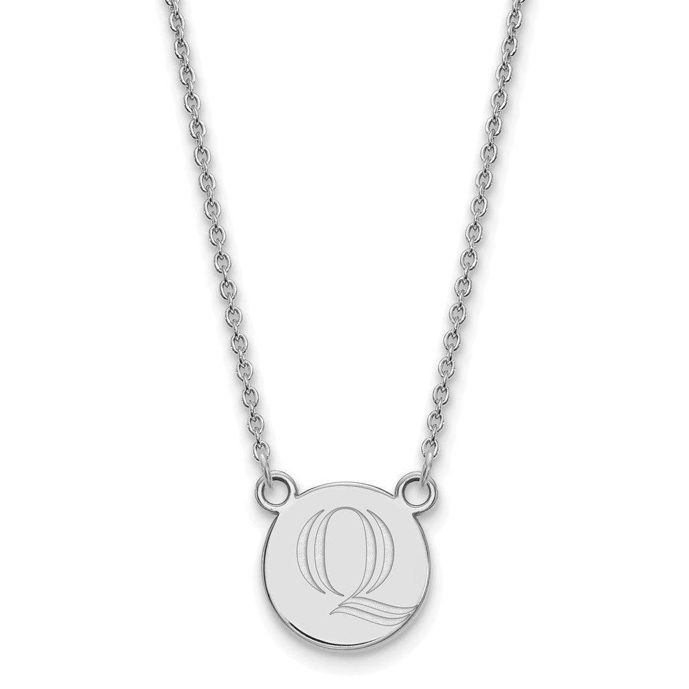 Sterling Silver Rhodium-plated LogoArt Quinnipiac University Letter Q Small Pendant 18 inch Necklace