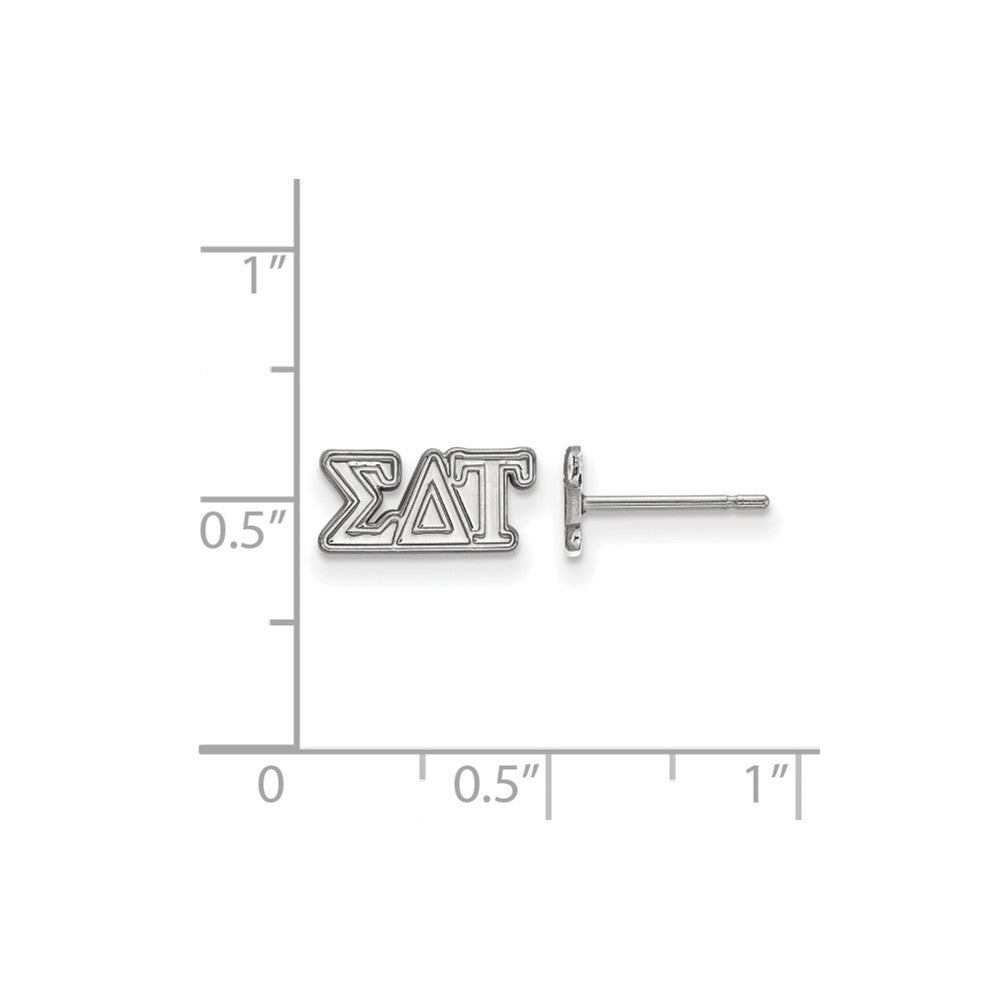 Sterling Silver Rhodium-plated LogoArt Sigma Delta Tau Sorority Greek Letters Extra Small Post Earrings