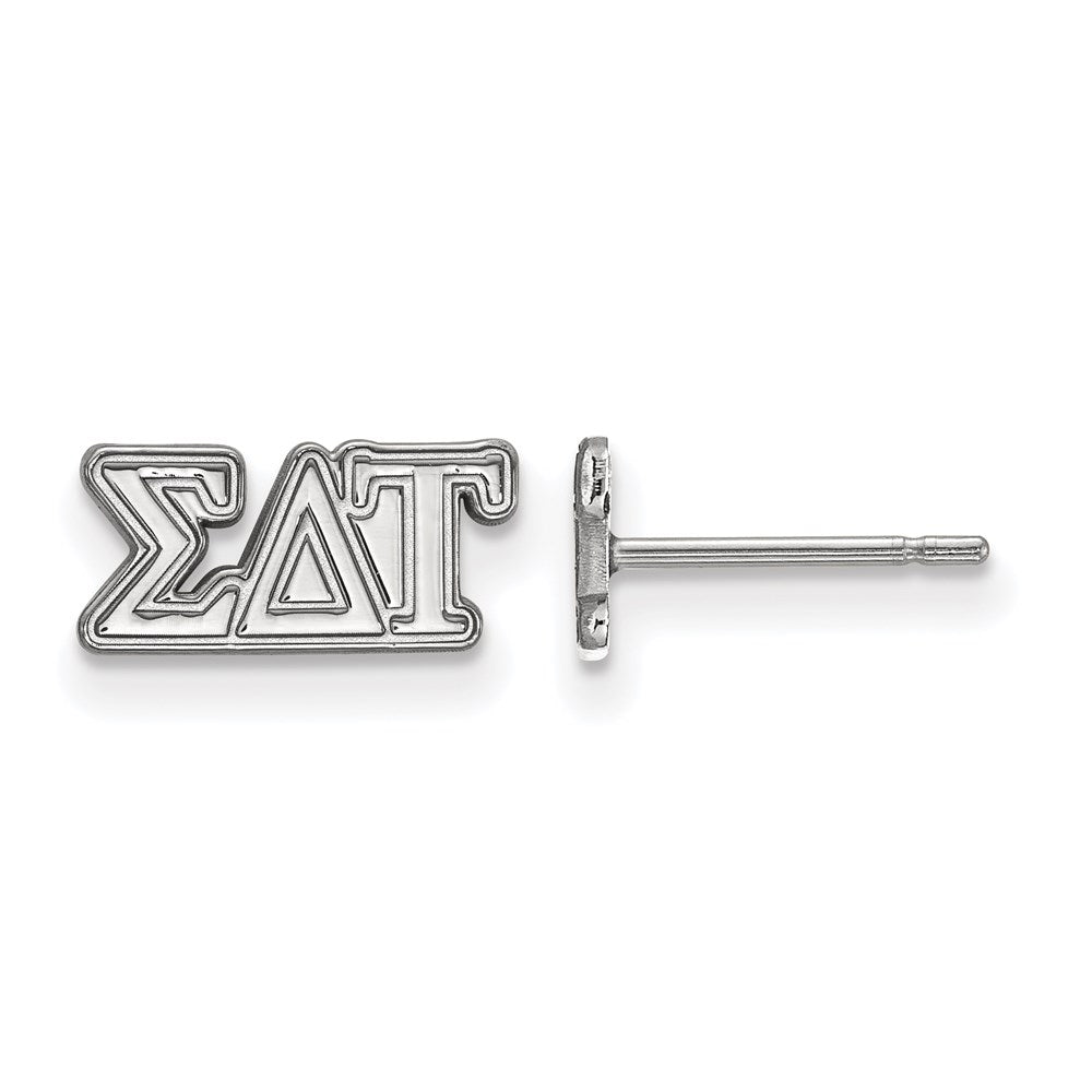 Sterling Silver Rhodium-plated LogoArt Sigma Delta Tau Sorority Greek Letters Extra Small Post Earrings
