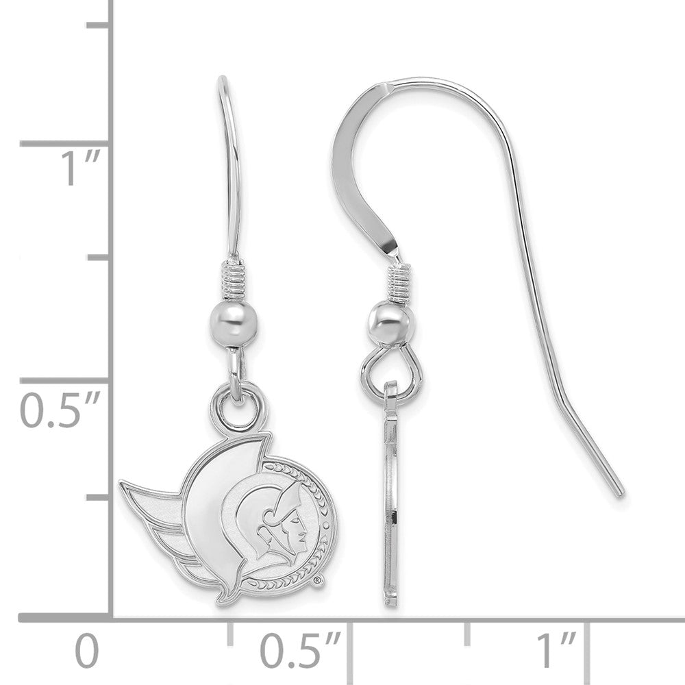 Sterling Silver Rhodium-plated NHL LogoArt Ottawa Senators Extra Small Dangle Wire Earrings