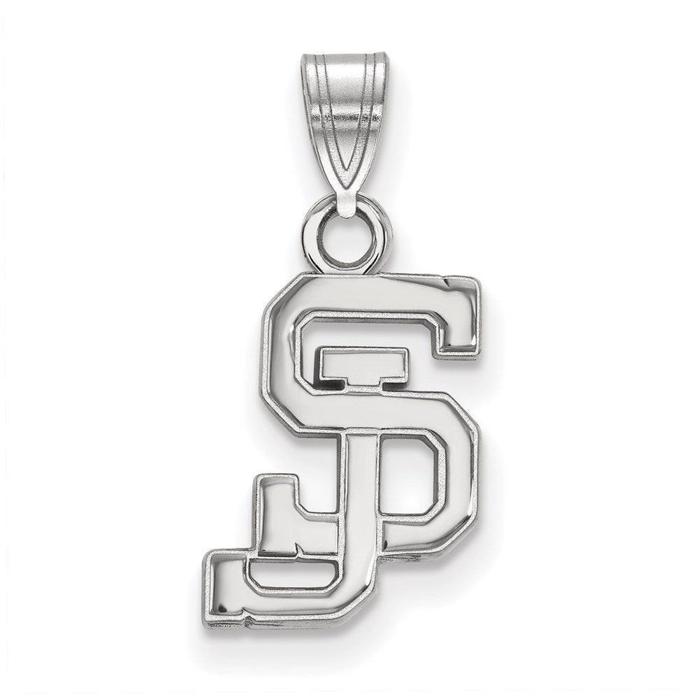 Sterling Silver Rhodium-plated LogoArt San Jose State University S-J Small Pendant