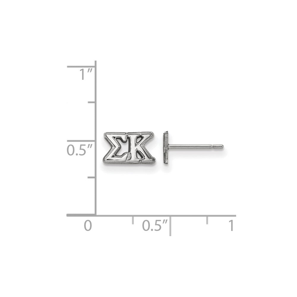 Sterling Silver Rhodium-plated LogoArt Sigma Kappa Sorority Greek Letters Extra Small Post Earrings