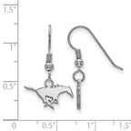Sterling Silver Rhodium-plated LogoArt Southern Methodist University Mustang Extra Small Dangle Wire Earrings