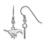 Sterling Silver Rhodium-plated LogoArt Southern Methodist University Mustang Extra Small Dangle Wire Earrings