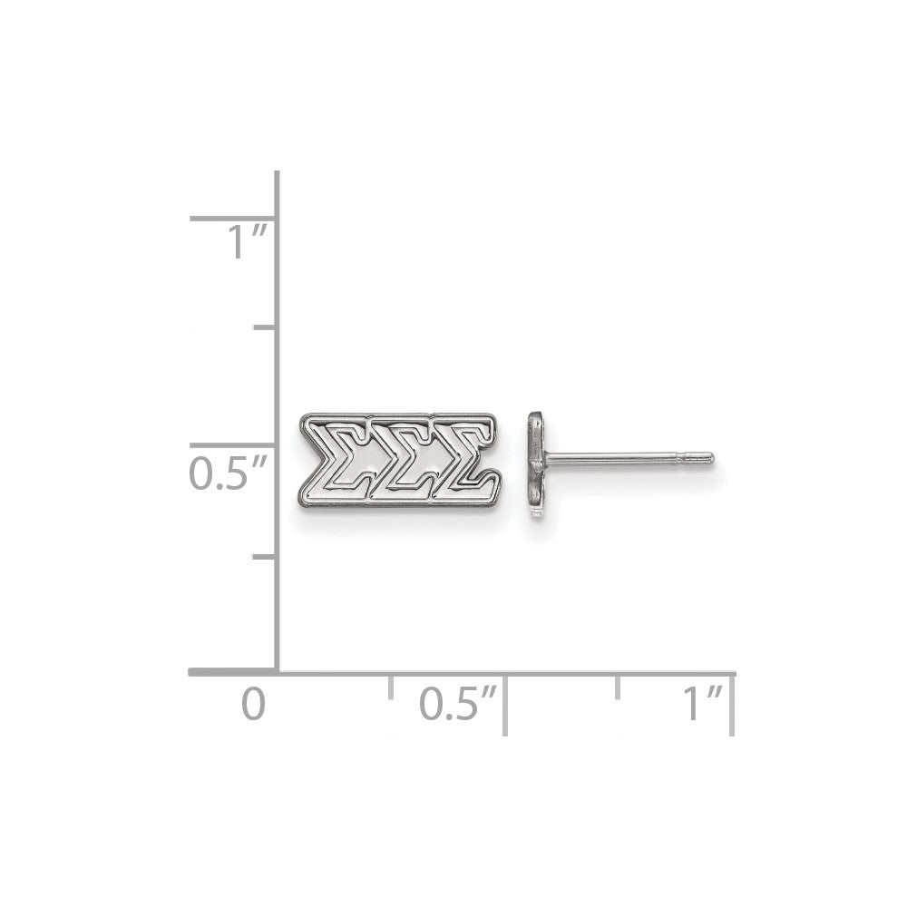 Sterling Silver Rhodium-plated LogoArt Sigma Sigma Sigma Sorority Greek Letters Extra Small Post Earrings