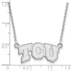 Sterling Silver Rhodium-plated LogoArt Texas Christian University T-C-U Small Pendant 18 inch Necklace