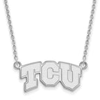 14k White Gold LogoArt Texas Christian University T-C-U Small Pendant 18 inch Necklace