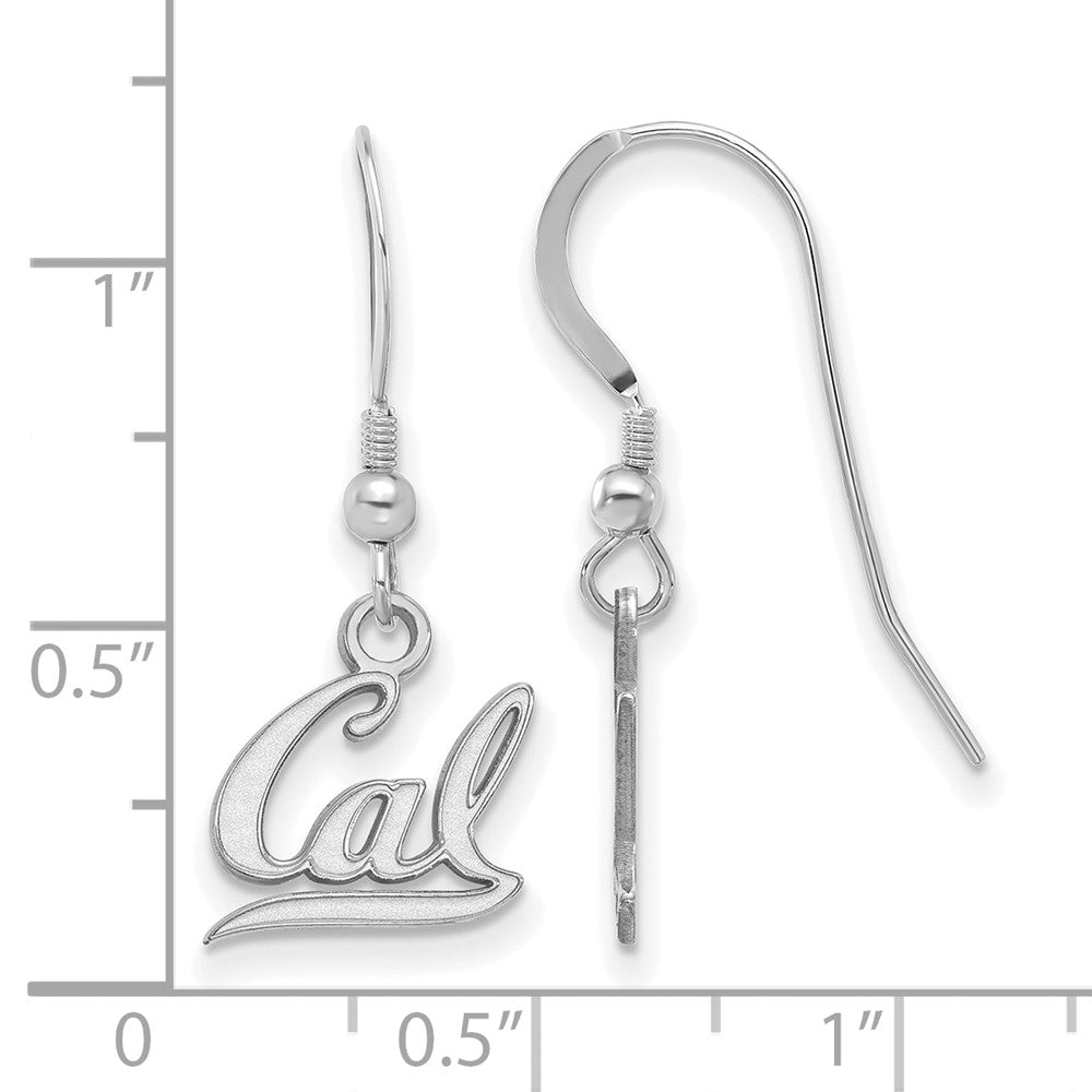 Sterling Silver Rhodium-plated LogoArt University of California Berkeley Extra Small Dangle Wire Earrings