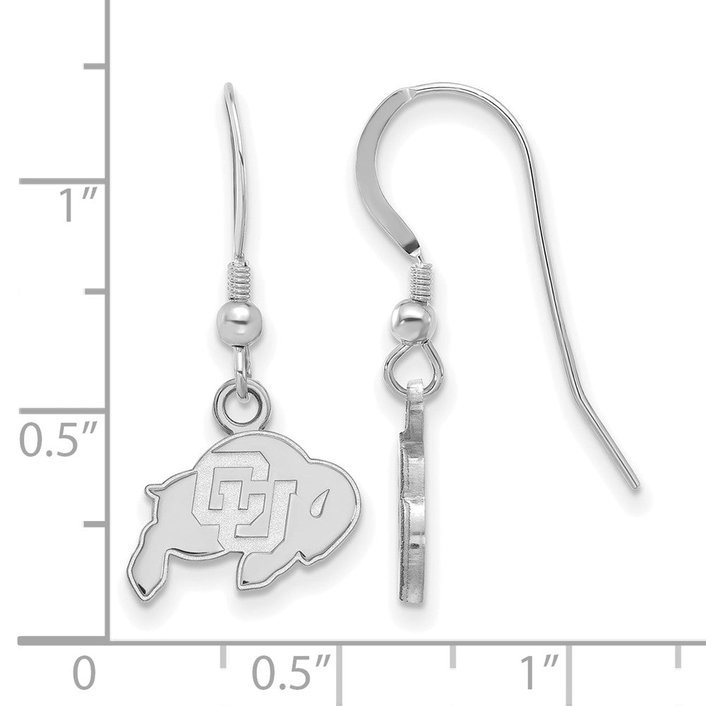 Sterling Silver Rhodium-plated LogoArt University of Colorado Buffalo Extra Small Dangle Wire Earrings