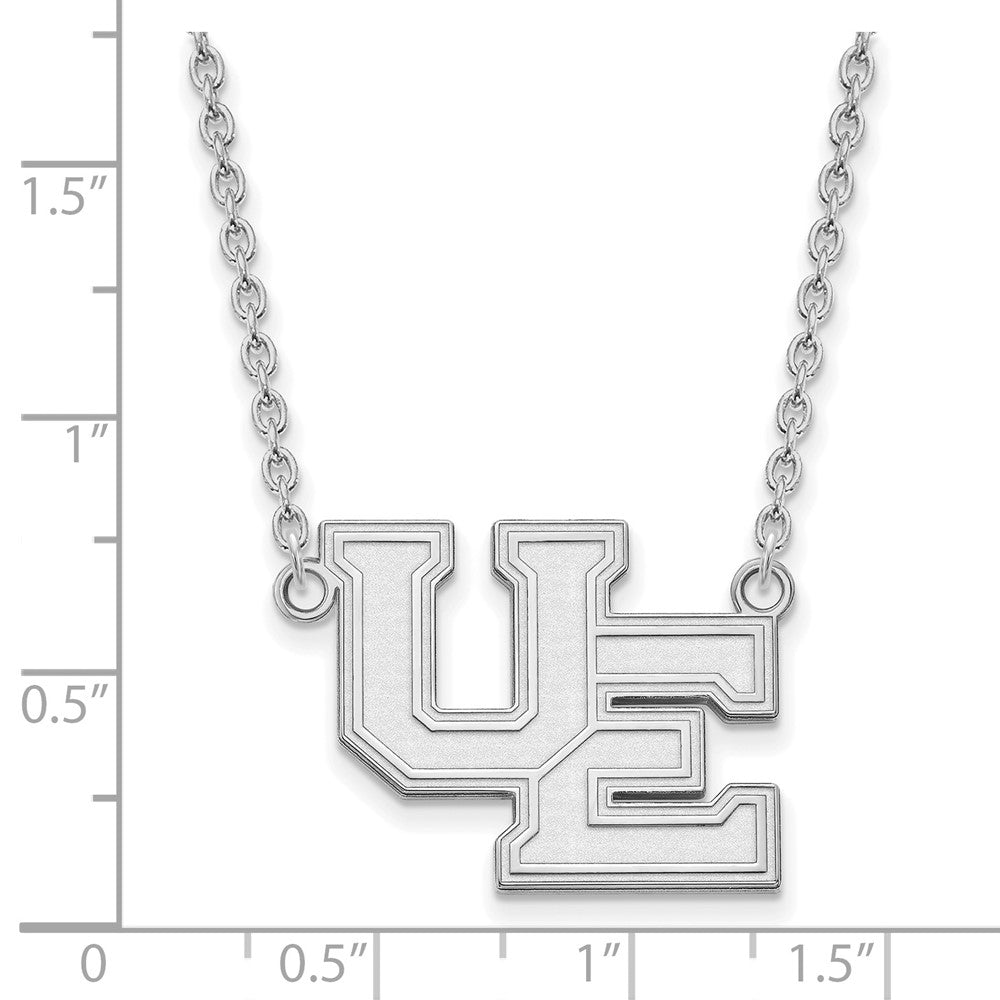 10k White Gold LogoArt University of Evansville Purple Aces Large Pendant 18 inch Necklace