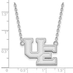 Sterling Silver Rhodium-plated LogoArt University of Evansville Purple Aces Large Pendant 18 inch Necklace