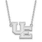 10k White Gold LogoArt University of Evansville Purple Aces Large Pendant 18 inch Necklace