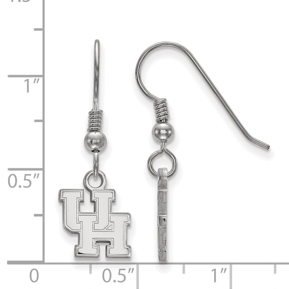 Sterling Silver Rhodium-plated LogoArt University of Houston U-H Extra Small Dangle Wire Earrings