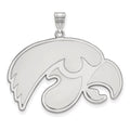 Sterling Silver Rhodium-plated LogoArt University of Iowa Hawk Extra Large Pendant