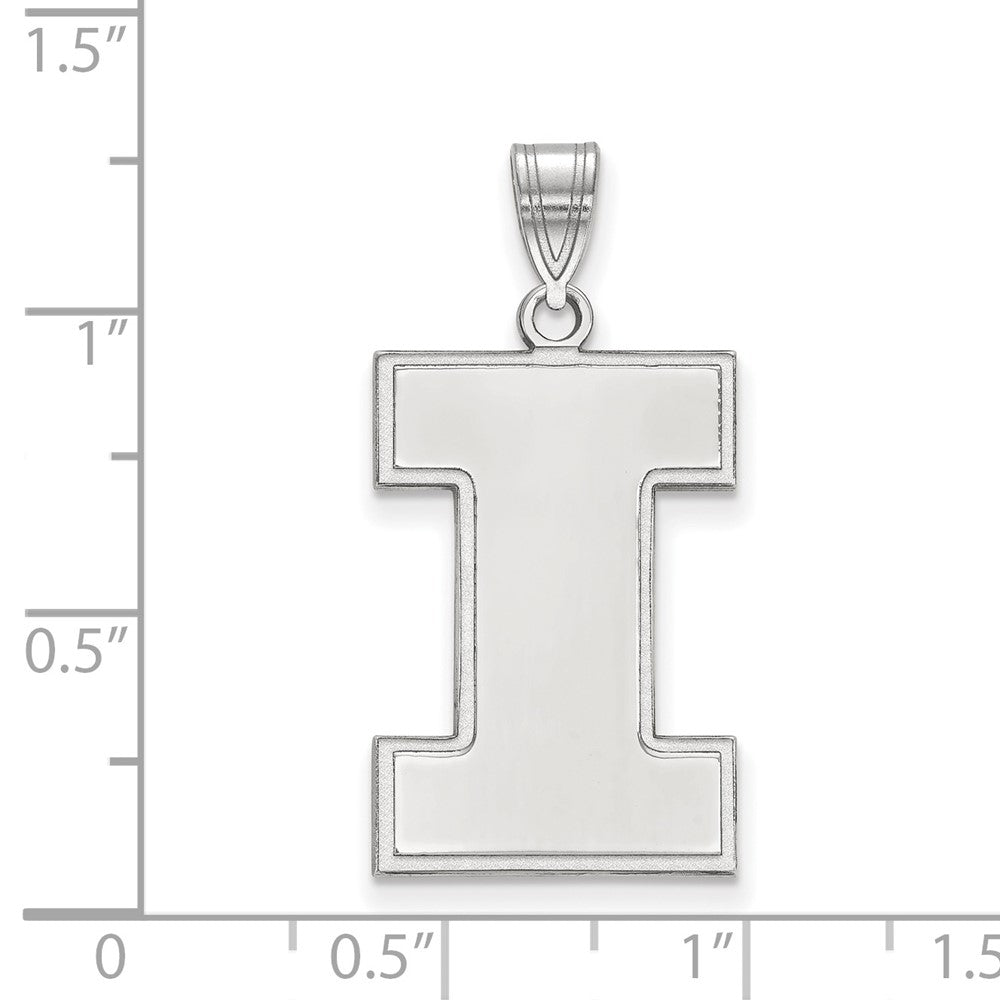 Sterling Silver Rhodium-plated LogoArt University of Illinois Letter I Extra Large Pendant