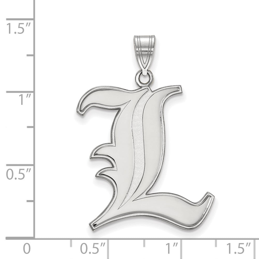 Sterling Silver Rhodium-plated LogoArt University of Louisville Letter L Extra Large Pendant