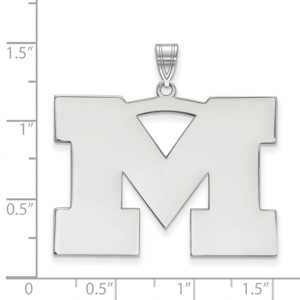 14k White Gold LogoArt University of Michigan Letter M Extra Large Pendant