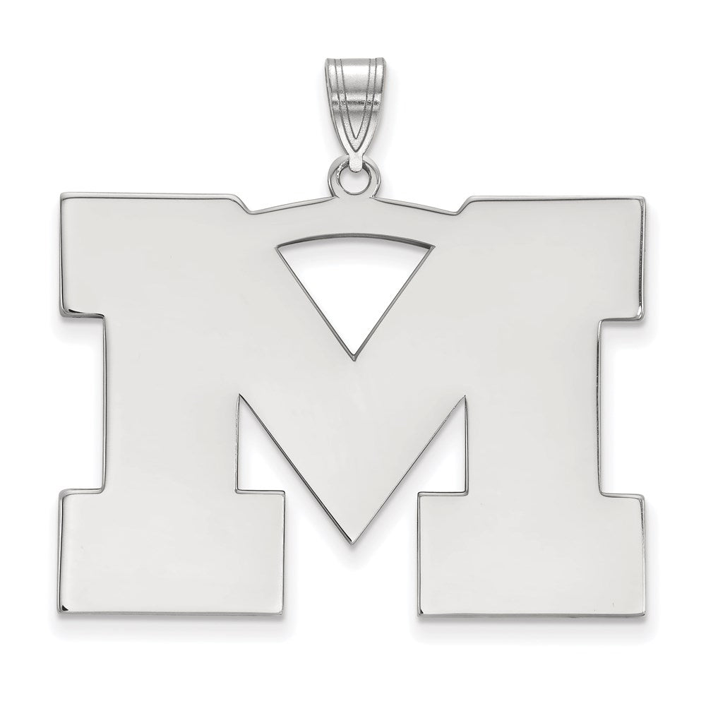 14k White Gold LogoArt University of Michigan Letter M Extra Large Pendant