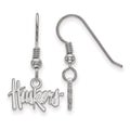 Sterling Silver Rhodium-plated LogoArt University of Nebraska Huskers Extra Small Dangle Wire Earrings