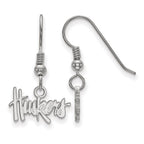 Sterling Silver Rhodium-plated LogoArt University of Nebraska Huskers Extra Small Dangle Wire Earrings