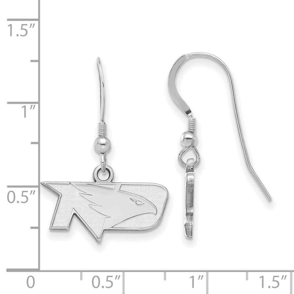 Sterling Silver Rhodium-plated LogoArt University of North Dakota Extra Small Dangle Wire Earrings